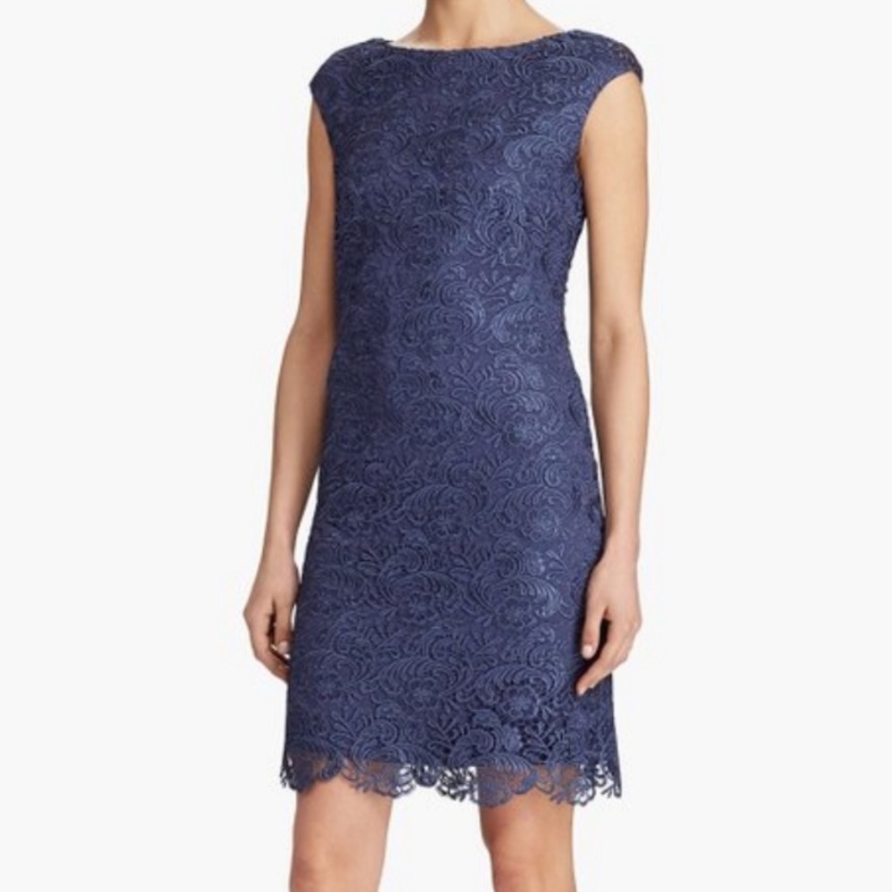 Ralph Lauren navy lace boat neck dress
